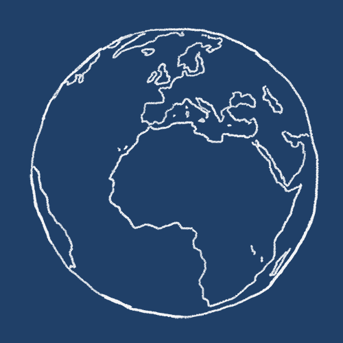 Animated image of spinning black and blue globe