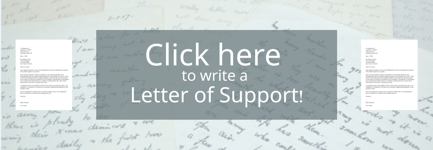 Click here to write a letter of support;learn more button